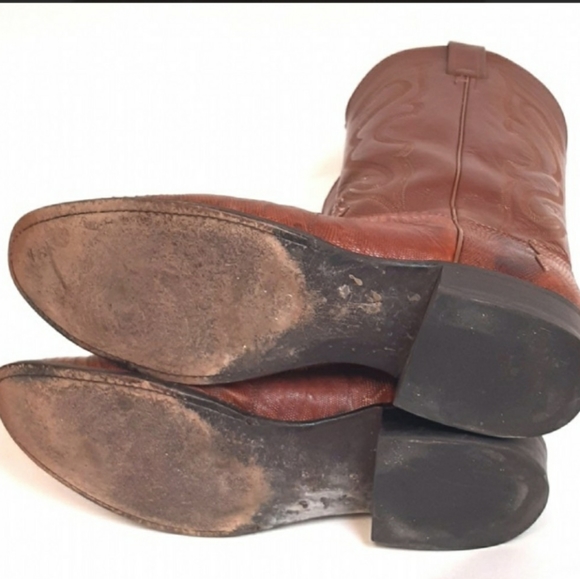 Real Brown Lizard Skin Cowboy Boots Size 11.5B - Picture 3 of 7
